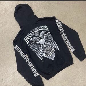 Harley-Davidson Black and Gray Graphic Hoodie